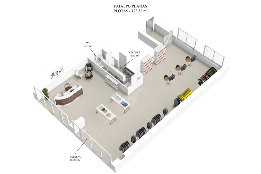 Parduodamos administracinės, kitos paskirties, paslaugų, prekybos, sandėliavimo patalpos Juozo Balčikonio g., Baltupiai, Vilniaus m., Vilniaus m. sav., 123.58 m2 ploto 10