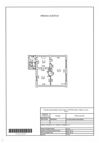 Parduodamas butas Gandrų g., Naujoji Vilnia, Vilniaus m., Vilniaus m. sav., 36.56 m² ploto 2 kambariai 16