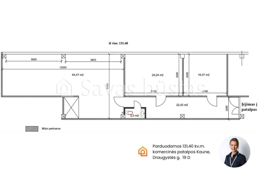 Parduodamos  patalpos Draugystės g., Dainava, Kauno m., Kauno m. sav., 131.4 m2 ploto 7