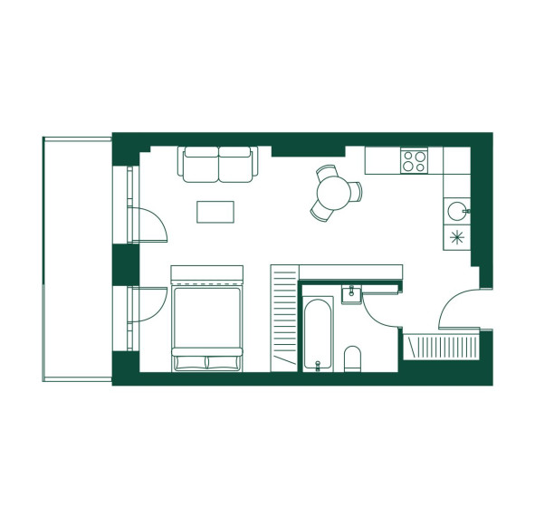 Parduodamas butas Pieninės g., Žvėrynas, Vilniaus m., Vilniaus m. sav., 38.23 m² ploto 1 kambarys 4
