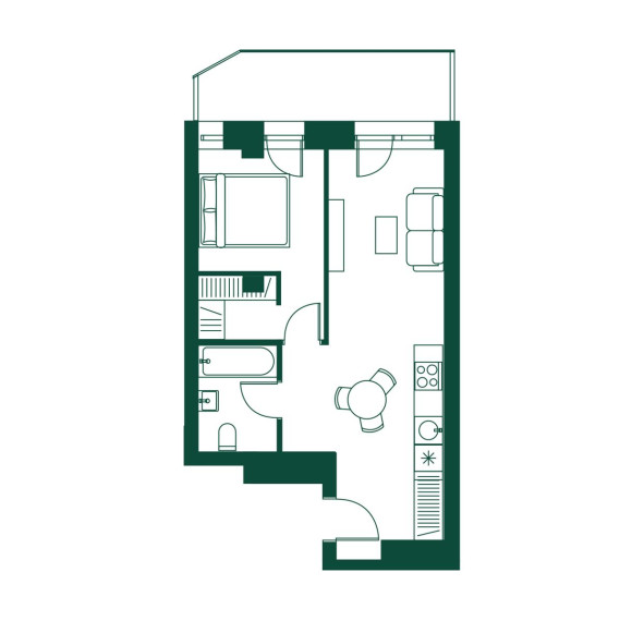 Parduodamas butas Pieninės g., Žvėrynas, Vilniaus m., Vilniaus m. sav., 39.74 m² ploto 2 kambariai 4