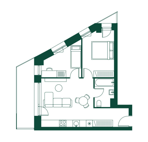 Parduodamas butas Pieninės g., Žvėrynas, Vilniaus m., Vilniaus m. sav., 49.10 m² ploto 3 kambariai 4
