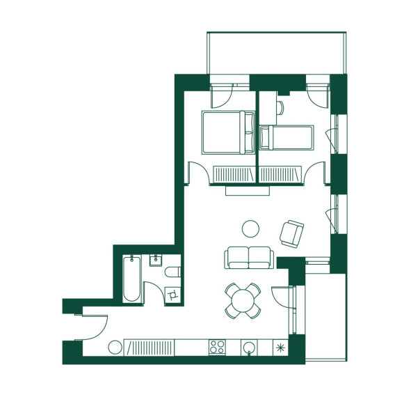Parduodamas butas Pieninės g., Žvėrynas, Vilniaus m., Vilniaus m. sav., 58.39 m² ploto 3 kambariai 4