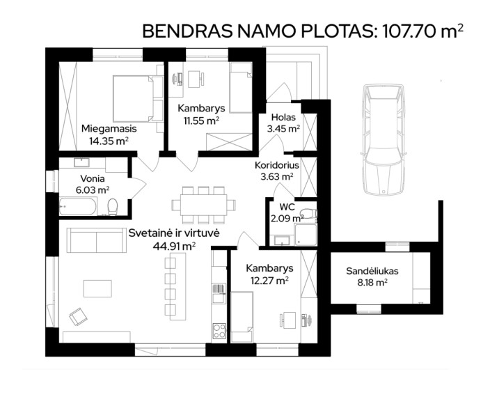 Parduodamas butas Aušros g., Šveicarijos k., Jonavos r. sav., 107.52 m2 ploto, 4 kambariai 24