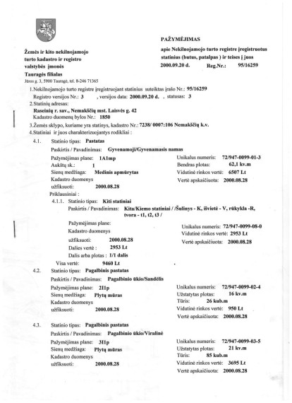 Parduodamas namas Laisvės g., Nemakščių mstl., Raseinių r. sav., 62.1 m² ploto 3 kambariai 14