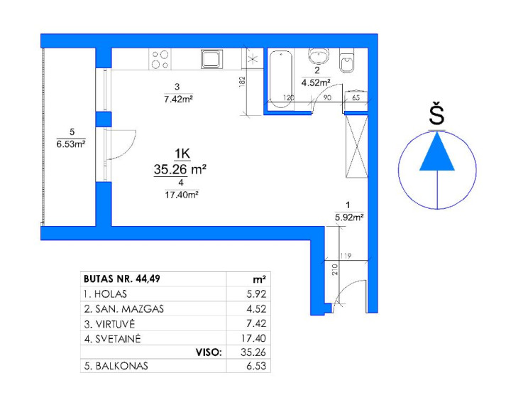 Parduodamas butas Rygos g., Justiniškės, Vilniaus m., Vilniaus m. sav., 35.61 m² ploto 1 kambarys 21