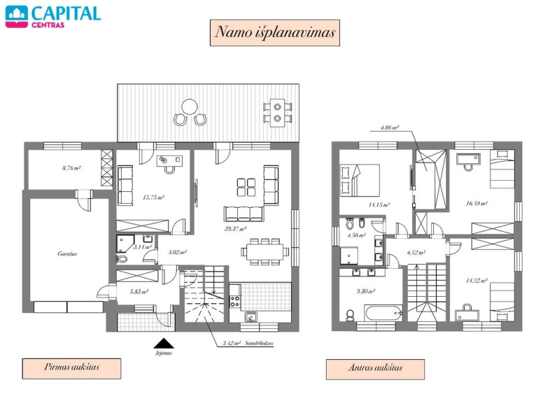 Parduodamas namas Medeinės g., Račkūnų k., Trakų r. sav., 148.86 m2 ploto, 2 aukštai 21