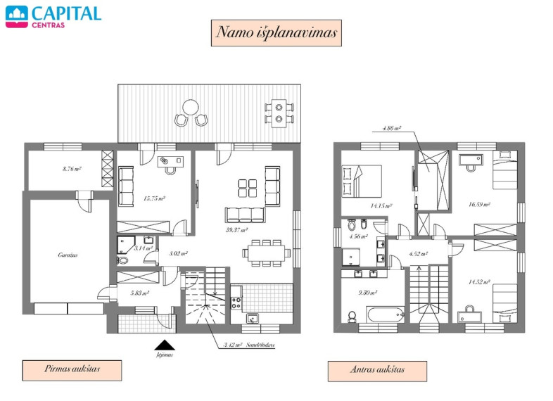 Parduodamas namas Medeinės g., Račkūnų k., Trakų r. sav., 148.86 m2 ploto, 2 aukštai 21