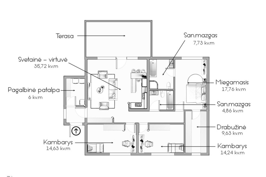 Parduodamas namas Geležinkelio g., Bezdonių k., Vilniaus r. sav., 122 m2 ploto, 1 aukštai 24