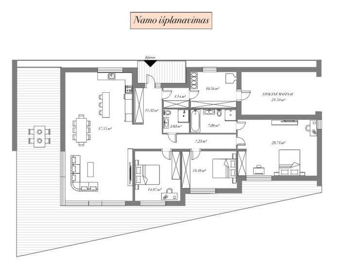Parduodamas namas Slėnio g., Mykoliškių k., Vilniaus r. sav., 158 m2 ploto, 1 aukštai 5