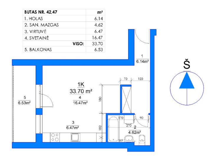 Parduodamas butas Rygos g., Justiniškės, Vilniaus m., Vilniaus m. sav., 34.00 m² ploto 1 kambarys 10