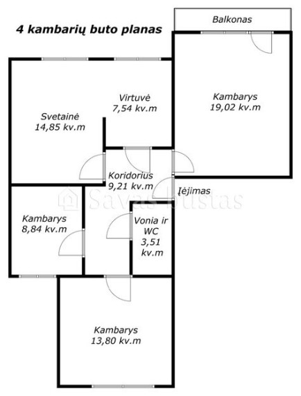 Parduodamas butas Kužių mstl., Šiaulių r. sav., 76.77 m2 ploto, 4 kambariai 23