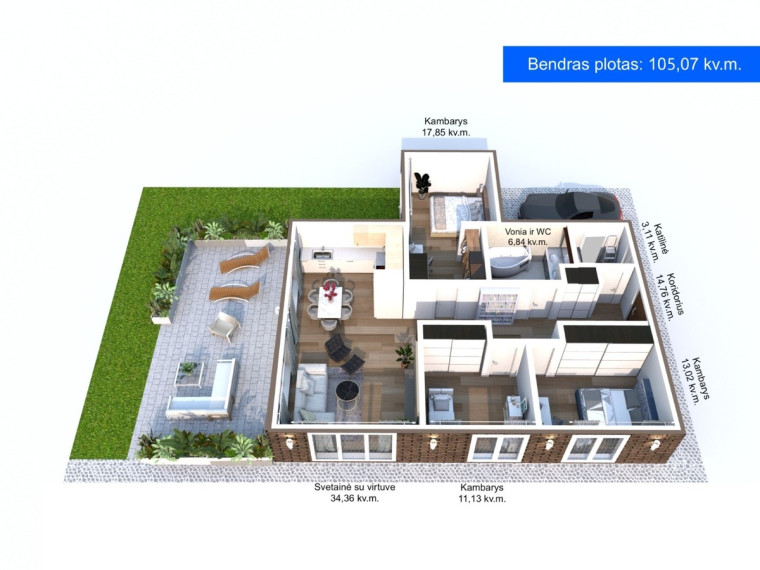 Parduodamas namas Panoramos g., Parapijoniškių k., Vilniaus r. sav., 104 m2 ploto, 1 aukštai 41