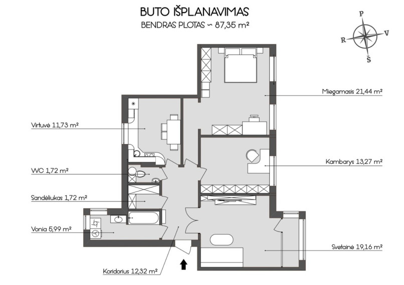 Parduodamas butas Kalvarijų g., Šnipiškės, Vilniaus m., Vilniaus m. sav., 90.1 m2 ploto, 3 kambariai 24