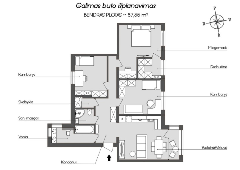 Parduodamas butas Kalvarijų g., Šnipiškės, Vilniaus m., Vilniaus m. sav., 90.1 m2 ploto, 3 kambariai 28