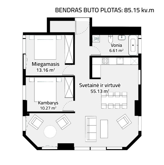 Parduodamas butas A. Juozapavičiaus pr., Ž. Šančiai, Kauno m., Kauno m. sav., 85.15 m2 ploto, 4 kambariai 17