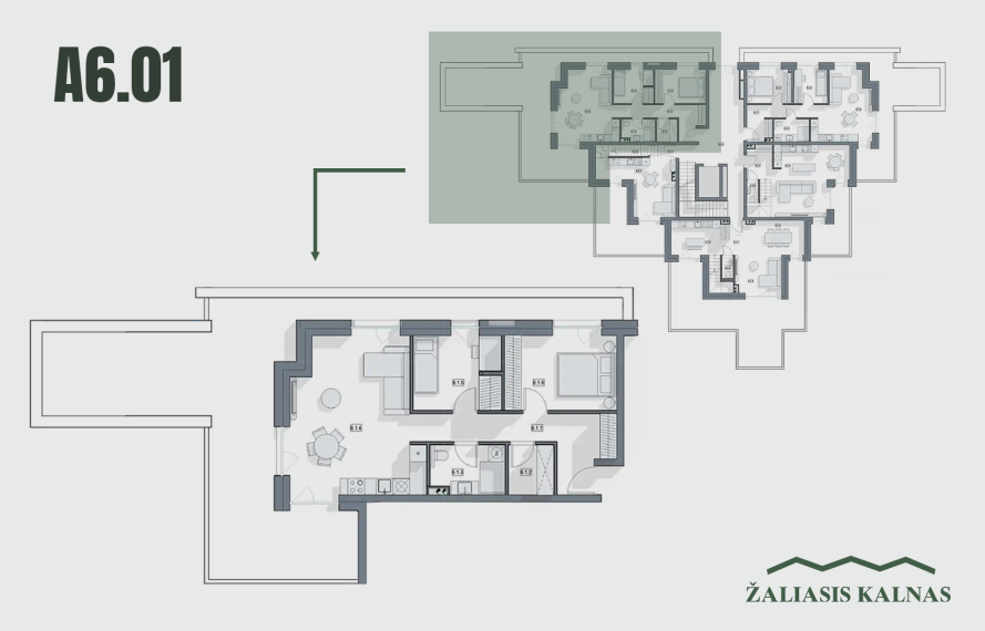 Parduodamas butas Varpo g., Žaliakalnis, Kauno m., Kauno m. sav., 62.57 m² ploto 3 kambariai 1