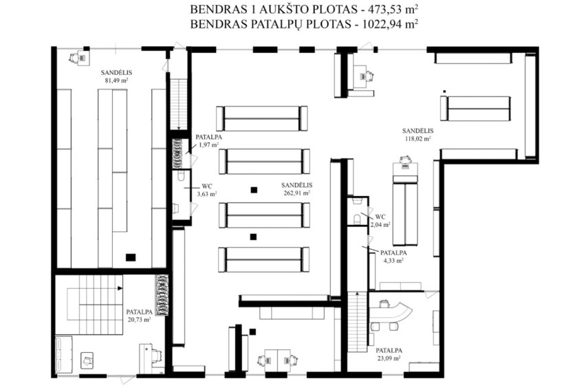 Parduodamos administracinės, paslaugų, prekybos, sandėliavimo patalpos Vilkpėdės g., Naujamiestis, Vilniaus m., Vilniaus m. sav., 1022.94 m2 ploto 30
