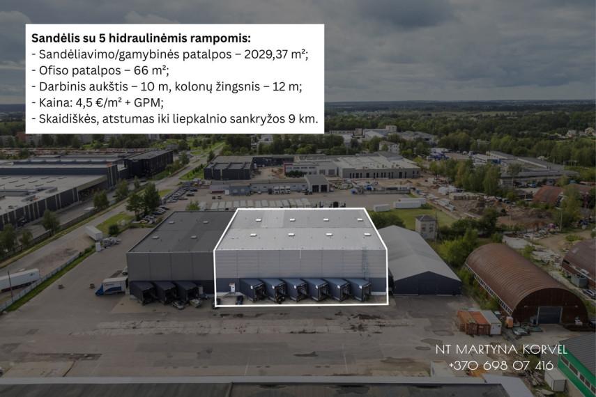 Nuomojamos administracinės, gamybinės, kitos paskirties, sandėliavimo patalpos Sodų g., Skaidiškių mstl., Vilniaus r. sav., 2095.37 m2 ploto 1