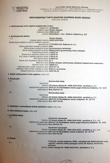 Parduodamas sklypas Kėdainių g., Šeduvos m., Radviliškio r. sav., 100.00 a ploto 5