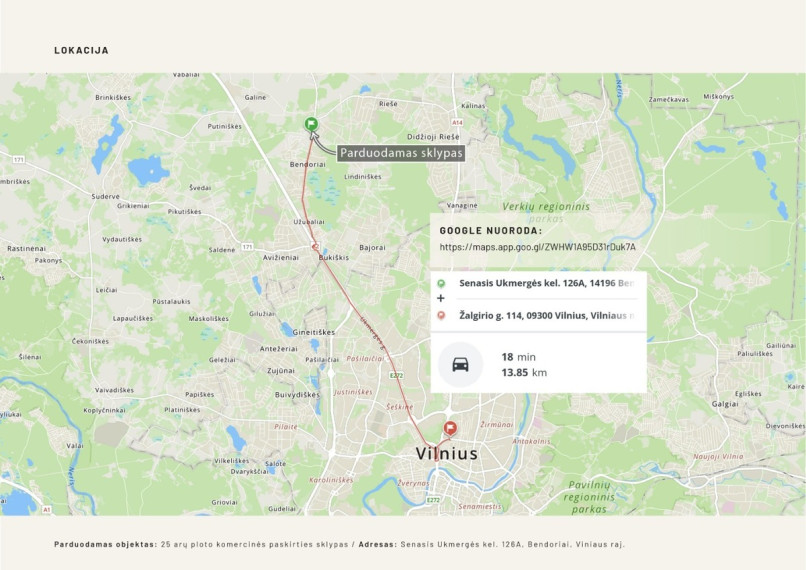 Parduodamas kitos paskirties sklypas Senasis Ukmergės kelias, Bendorių k., Vilniaus r. sav., 25 a ploto 15