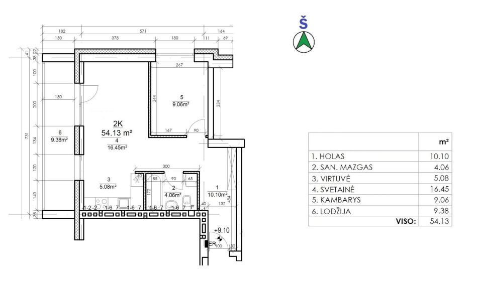 Parduodamas butas Rygos g., Justiniškės, Vilniaus m., Vilniaus m. sav., 54.54 m² ploto 2 kambariai 22