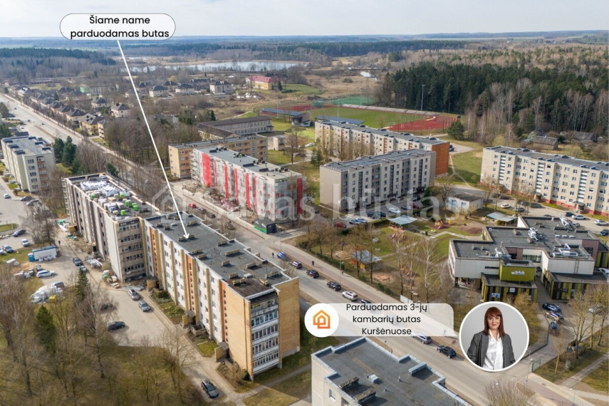 Parduodamas butas Kuršėnų m., Šiaulių r. sav., 64.55 m2 ploto, 3 kambariai 1