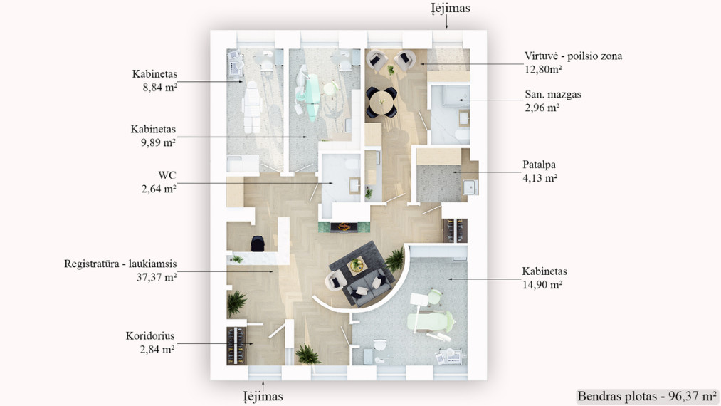 Nuomojamos administracinės, kitos paskirties, paslaugų, prekybos patalpos Polocko g., Užupis, Vilniaus m., Vilniaus m. sav., 96.37 m2 ploto 25