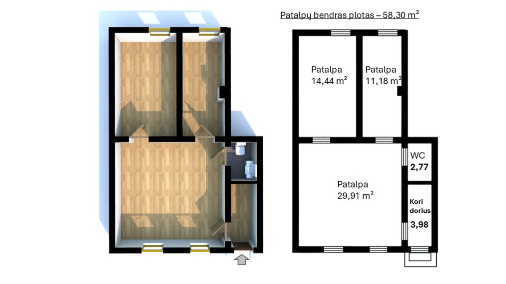 Parduodamos administracinės, kitos paskirties patalpos Klaipėdos m. sav., Klaipėdos m., Senamiestis, I.Kanto g, 58.3 m2 ploto 17