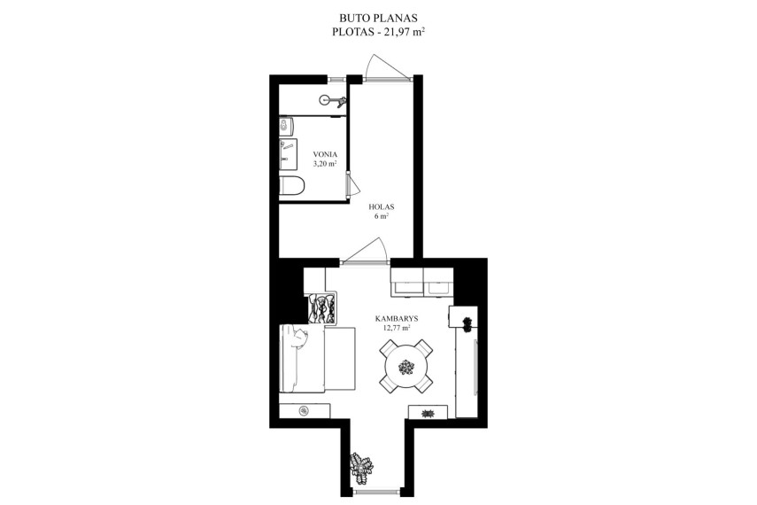 Parduodamas butas Žvėrynas, Vilniaus m., Vilniaus m. sav., 16.00 m² ploto 1 kambarys 32
