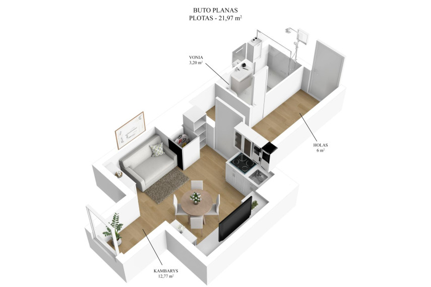 Parduodamas butas Žvėrynas, Vilniaus m., Vilniaus m. sav., 16.00 m² ploto 1 kambarys 33