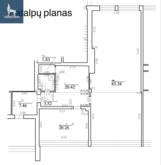 Parduodamos administracinės patalpos V. A. Graičiūno g., Aukštieji Paneriai, Vilniaus m., Vilniaus m. sav., 136.87 m2 ploto 26
