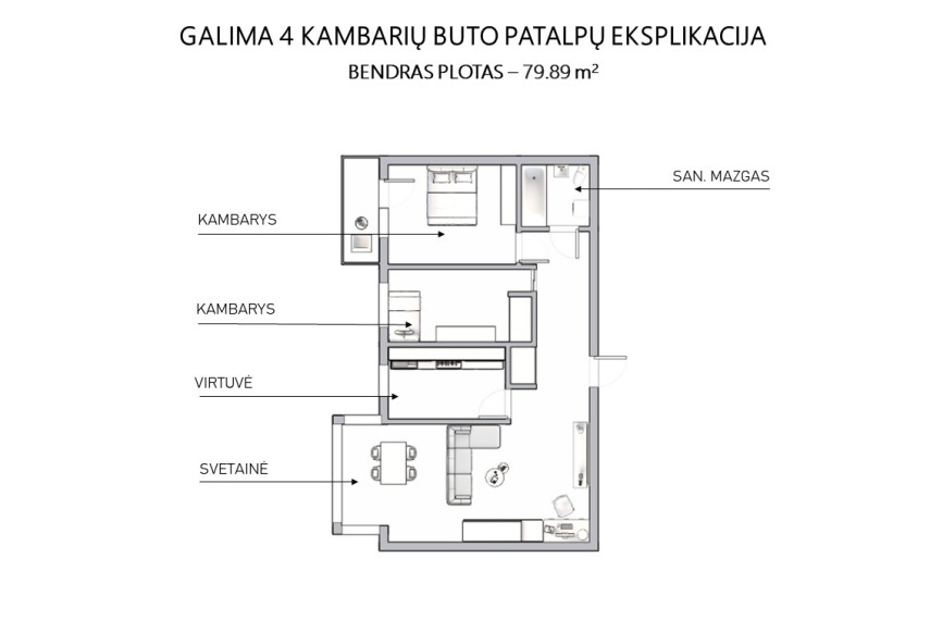 Parduodamas butas Žalgirio g., Šnipiškės, Vilniaus m., Vilniaus m. sav., 79.89 m2 ploto, 4 kambariai 18