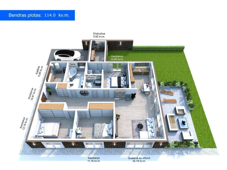 Parduodamas namas Panoramos g., Parapijoniškių k., Vilniaus r. sav., 114 m2 ploto, 1 aukštai 17