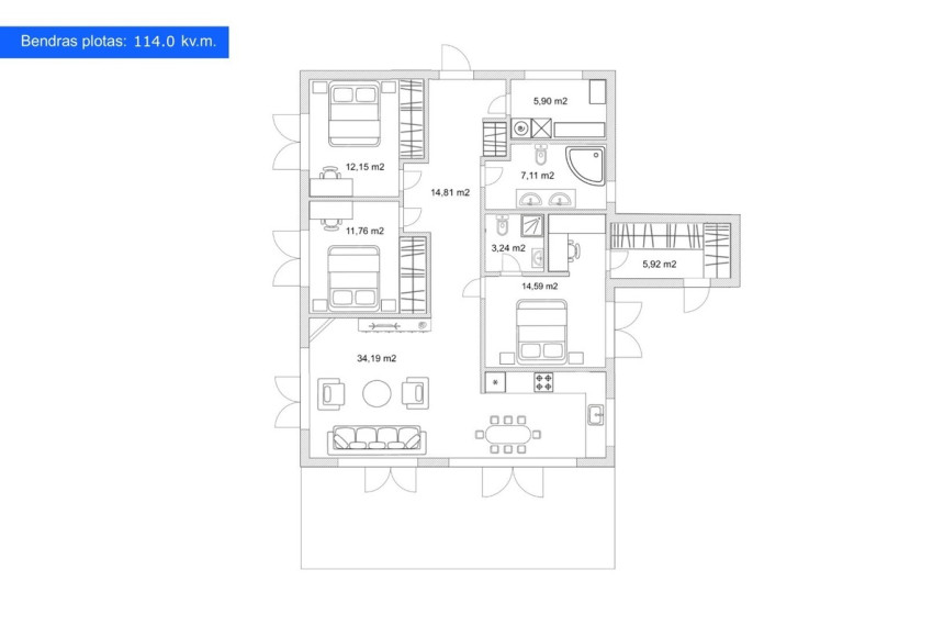 Parduodamas namas Panoramos g., Parapijoniškių k., Vilniaus r. sav., 114 m2 ploto, 1 aukštai 18
