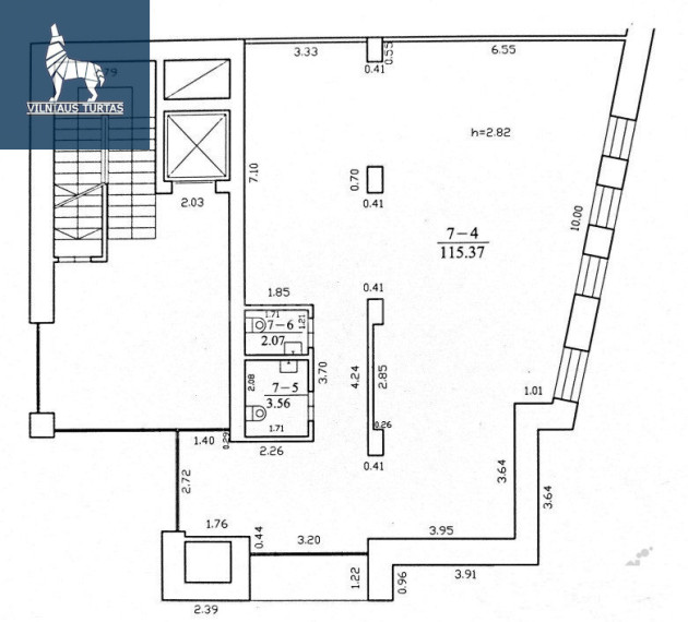 Nuomojamos administracinės, kitos paskirties patalpos K. Kalinausko g., Naujamiestis, Vilniaus m., Vilniaus m. sav., 121 m2 ploto 16