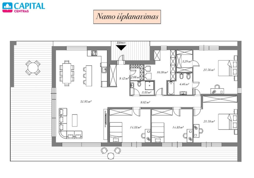 Parduodamas namas Slėnio g., Mykoliškių k., Vilniaus r. sav., 165 m2 ploto, 1 aukštai 9
