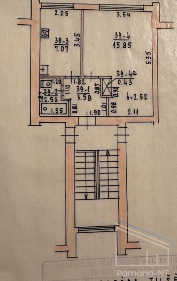 Parduodamas butas Tilžės g., Centras, Klaipėdos m., Klaipėdos m. sav., 29 m2 ploto, 1 kambariai 6