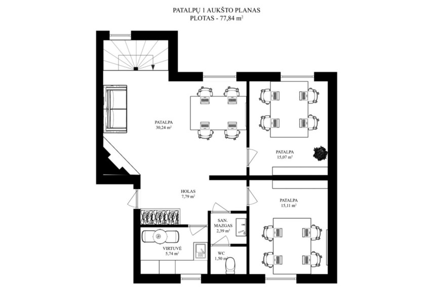 Parduodamas butas Kalvarijų g., Baltupiai, Vilniaus m., Vilniaus m. sav., 145 m2 ploto, 8 kambariai 7