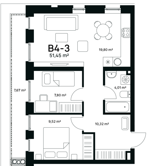 Parduodamas butas Mokslininkų g., Visoriai, Vilniaus m., Vilniaus m. sav., 51.45 m² ploto 3 kambariai 9