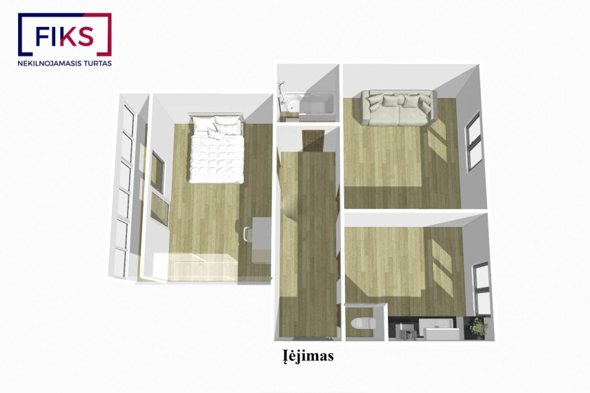 Parduodamas butas Statybininkų g., Prienų m., Prienų r. sav., 48.60 m² ploto 2 kambariai 2