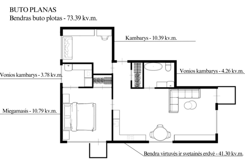 Parduodamas butas Nemenčinės pl., Nemenčinės pl., Vilniaus m., Vilniaus m. sav., 73.79 m2 ploto, 3 kambariai 28