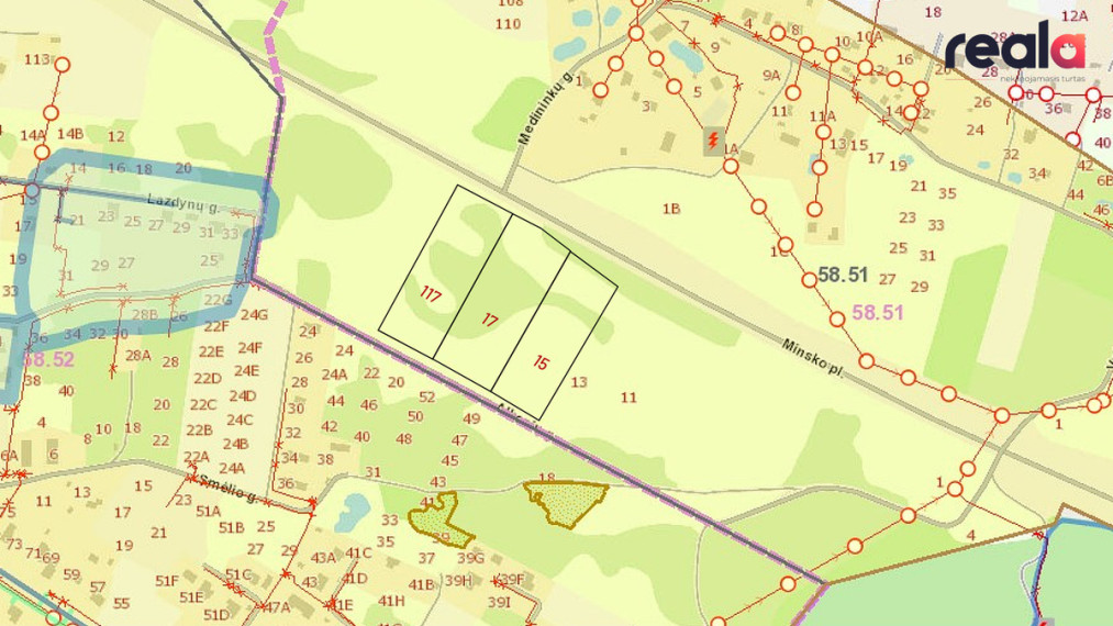 Parduodamas 3,13 ha ploto, trijų sklypų masyvas strateginėje vietoje – Minsko plente, Vilniaus r. 7