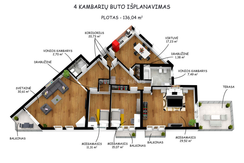 Parduodamas butas Lūšių g., Žvėrynas, Vilniaus m., Vilniaus m. sav., 136 m2 ploto, 5 kambariai 2