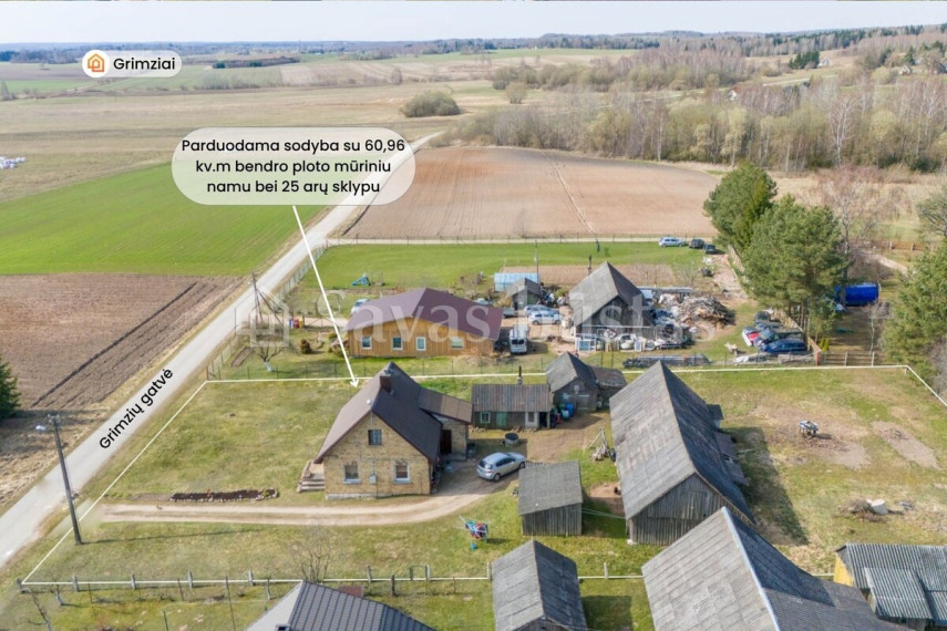 Parduodamas namas Grimzių k., Kelmės r. sav., 60.96 m2 ploto, 1 aukštai 22