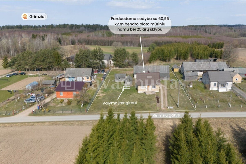 Parduodamas namas Grimzių k., Kelmės r. sav., 60.96 m2 ploto, 1 aukštai 23
