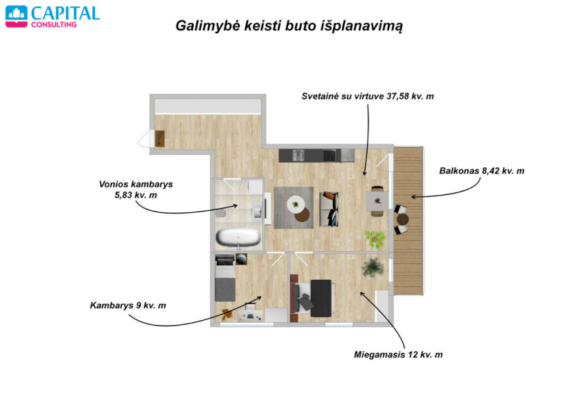 Parduodamas butas Manufaktūrų g., Vilniaus m., Vilniaus m. sav., 63.98 m2 ploto, 4 kambariai 23