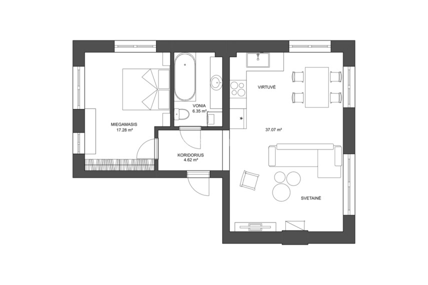 Parduodamas butas Smėlynų g., Ariogalos m., Raseinių r. sav., 65.32 m2 ploto, 2 kambariai 16