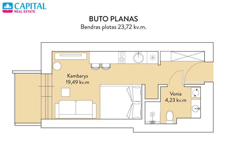 Parduodamas butas Manufaktūrų g., Vilniaus m., Vilniaus m. sav., 23.72 m2 ploto 24