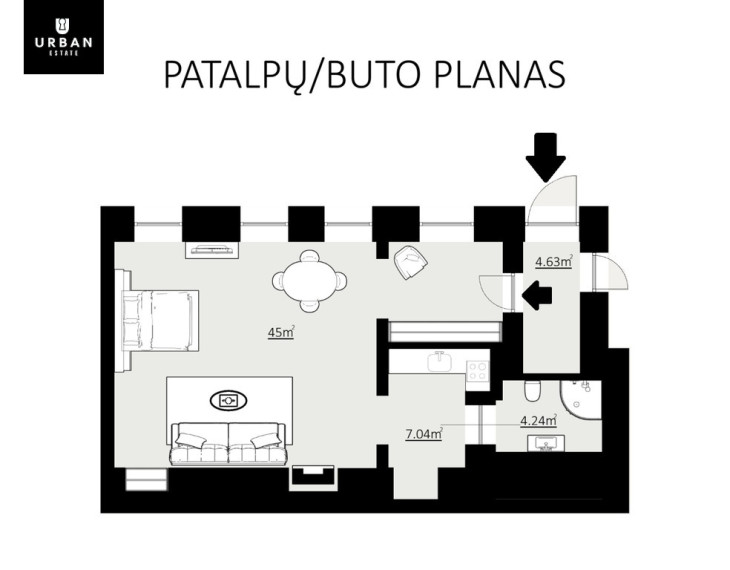 Parduodamas butas Pamėnkalnio g., Senamiestyje, Vilniuje, 60.91 kv.m ploto 19